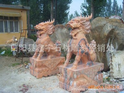 【鑫宇雕刻厂家批发晚霞红石雕麒麟雕刻麒麟大理石麒麟雕塑】曲阳县鑫宇石材雕刻经销处 - 产品库