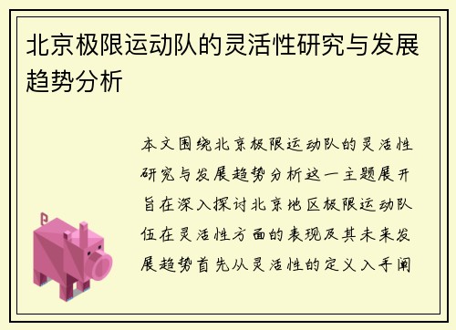 北京极限运动队的灵活性研究与发展趋势分析